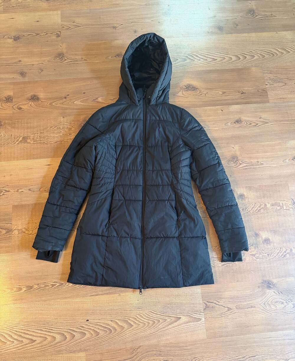 Champion Black Hooded Puffer Parka Jacket, Women's Size Medium
